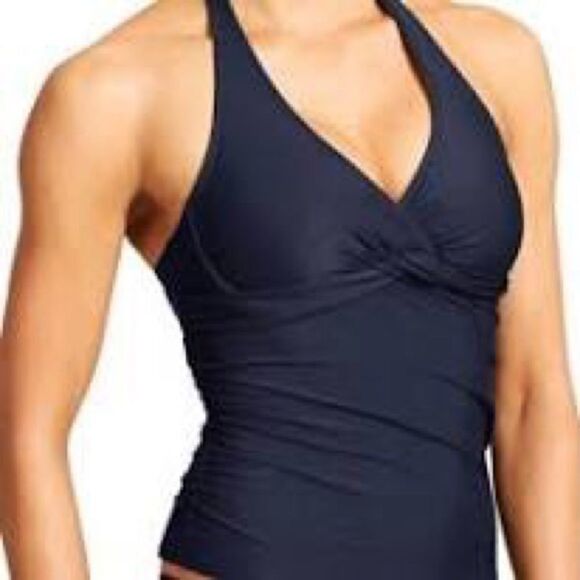 NEW! Athleta Tara Halter Tankini Dark Gray 32B/C - Picture 1 of 12